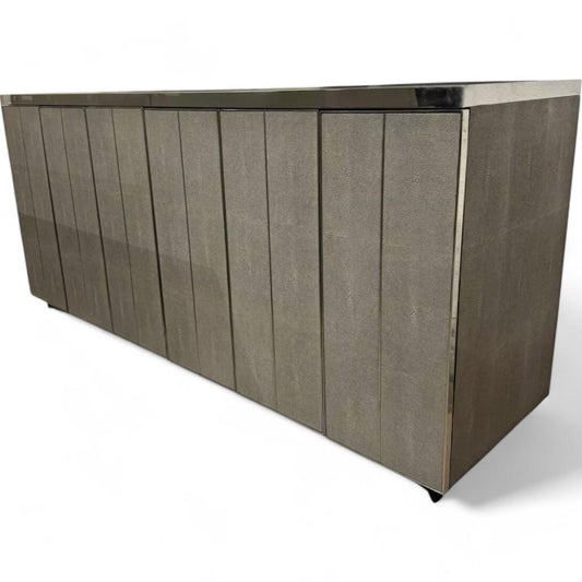 Mitchell Gold Faux Gray Shagreen Credenza Media Storage