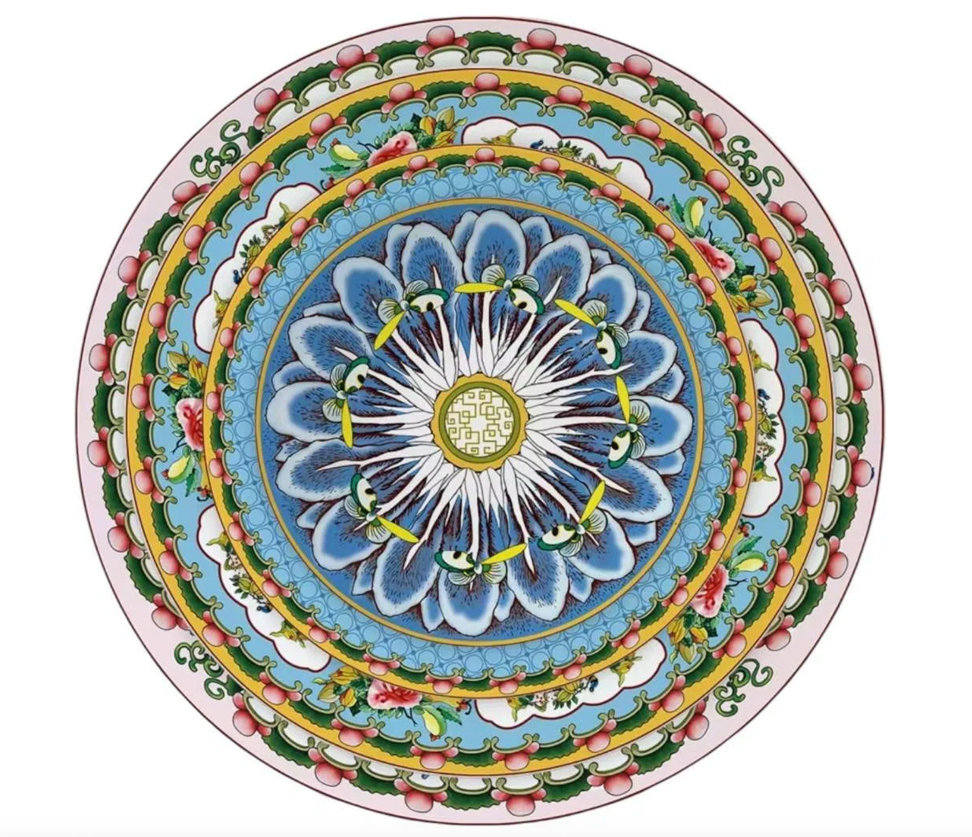 Modern Famille Rose Bone China Dinnerware Set