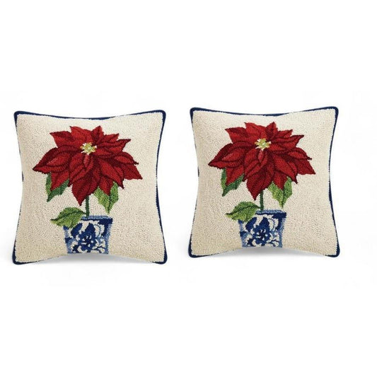 Pair of Wool Hook Decorative Accent Pillow Decor Holiday