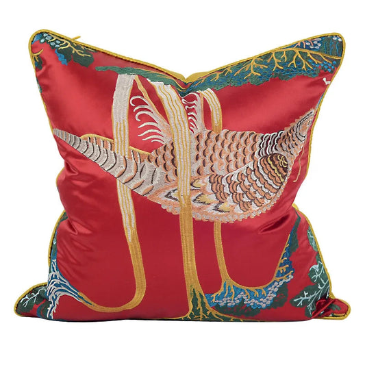 Peony And Pheasants Embroidery Cushion /Throw Pillow Cover