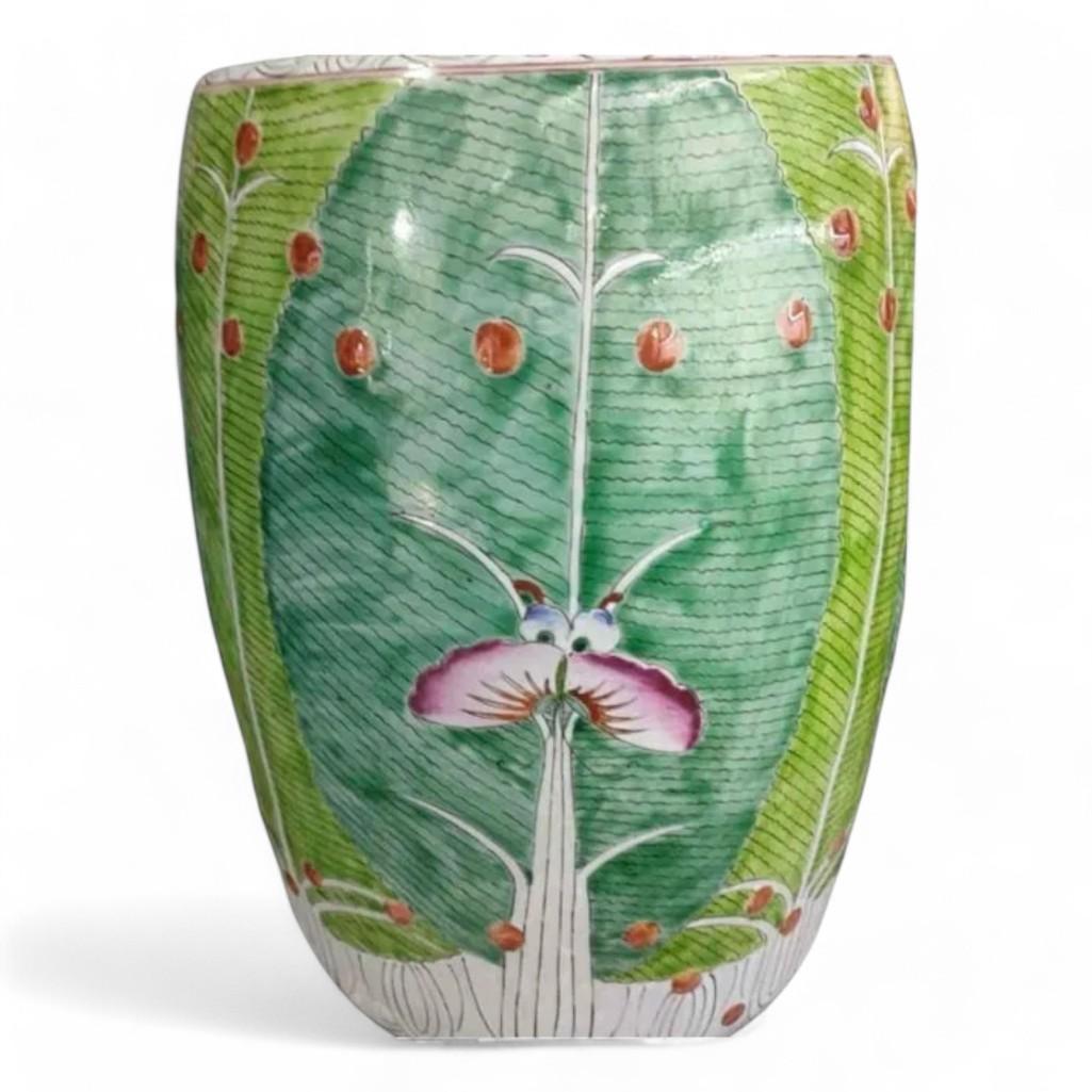 Unique Hand Painted Chinese Bok Choy Cabbage Leaf Ceramic Garden Stool by Trunky Fresh