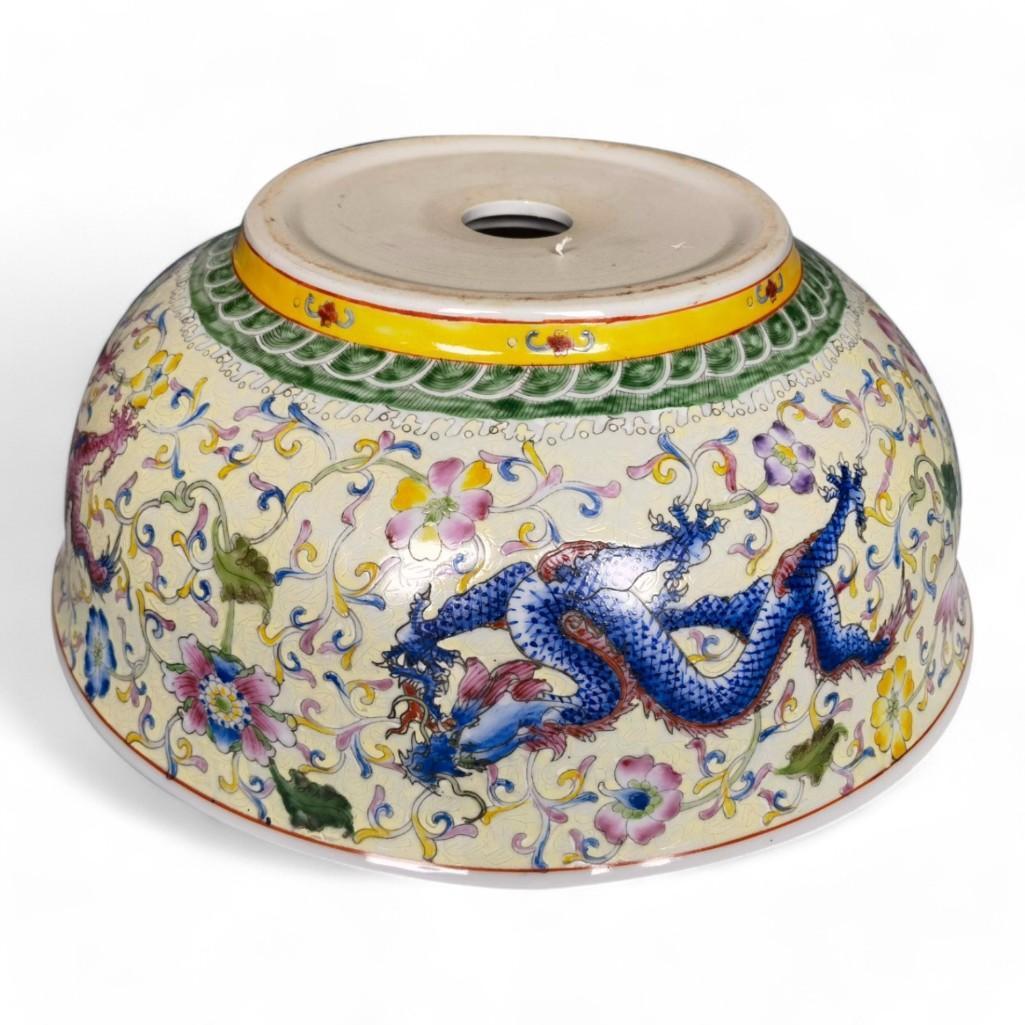 Chinese Hand-Painted Antique Ceramic Wash Basin - Floral & Dragon Motif, European Style, Jingdezhen Porcelain